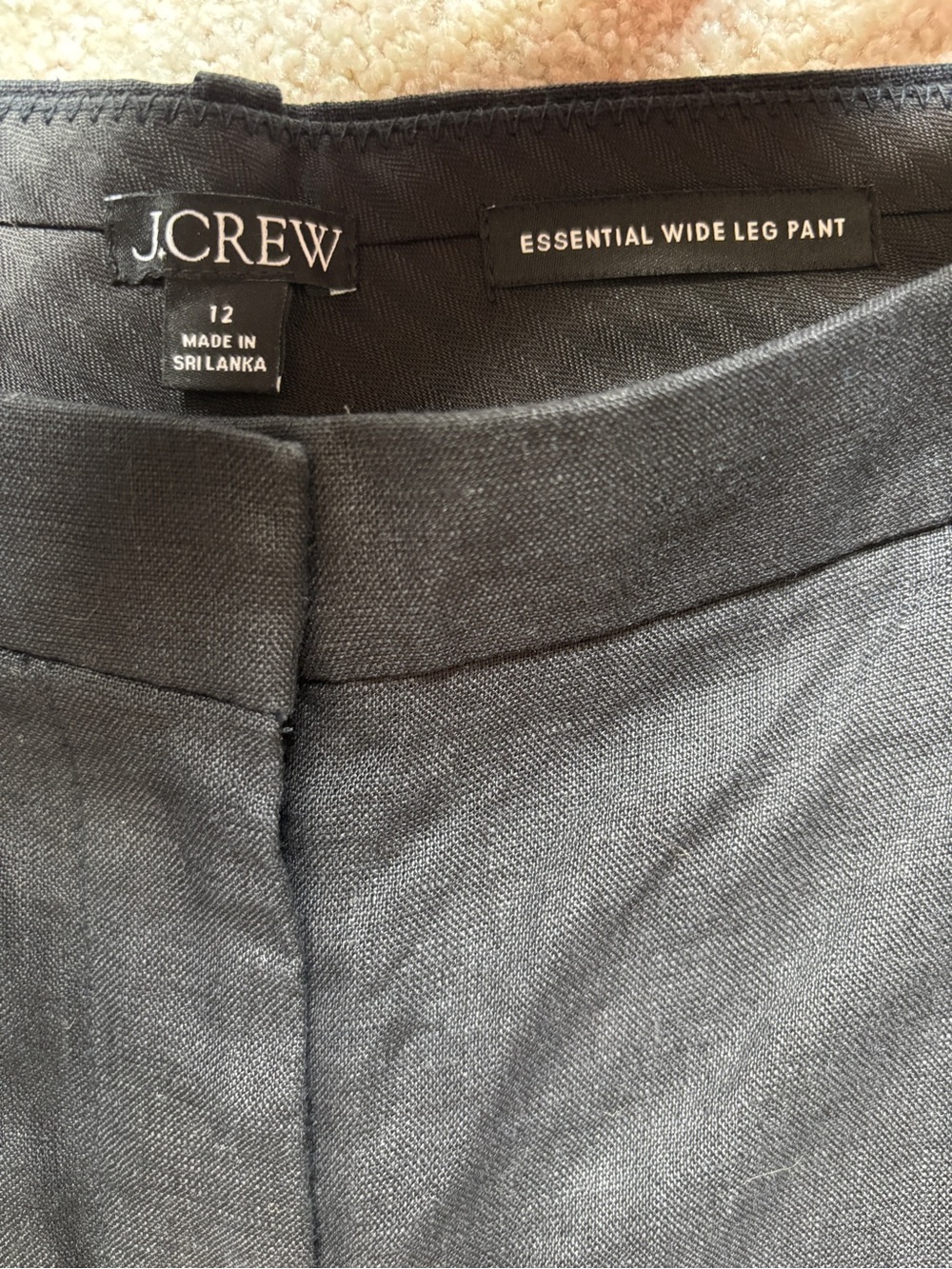 J.Crew Essential Wide Leg 100% Linen Pants Black Size 12 High Rise - Picture 3 of 8